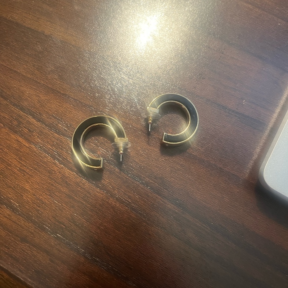 White House Black Market Gold and Cream Earrings